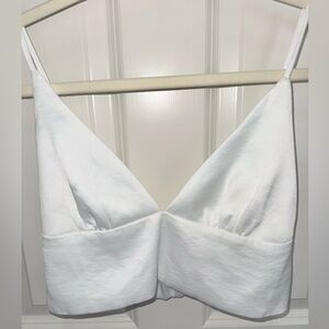 Mustard Seed Satin Cropped White Top‎